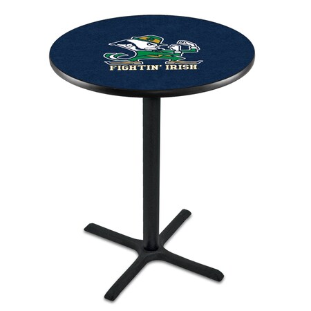 Holland Bar Stool Co 42" Blk Wrinkle Notre Dame Leprechaun Pub Table, 36" dia. Top L211B4236ND-Lep